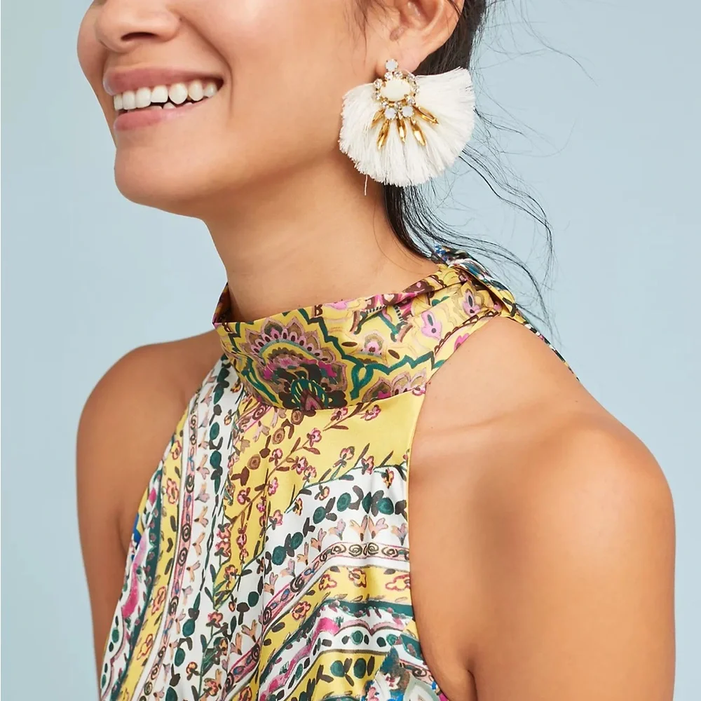 Anthropology x Nicole Miller Yellow Retro Paisley Maxi Dress - Picture 3 of 12